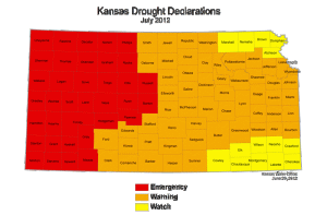 This map shows drought designations from June 2012. Each county in Kansas was drought territory. Photo courtesy of the U.S. Drought Monitor